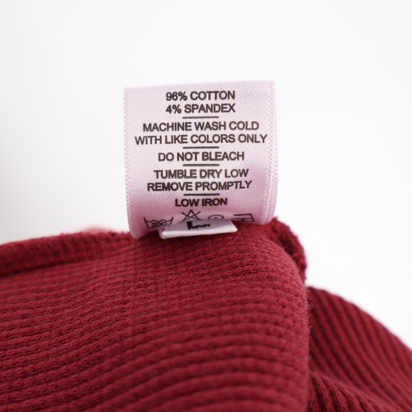 American Giant Thermal T-Shirt Womens L Maroon Long Sleeve Crew Neck Round Hem - Picture 5 of 7